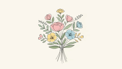 Delicate watercolor floral bouquet illustration with soft pastel colors.