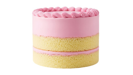 Delicious pink frosted layer cake isolated PNG, sweet dessert for birthdays and celebrations on transparent background