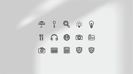 Fototapeta premium Collection of various modern line icons on gray background