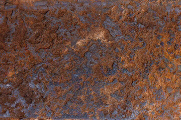 Rough textured rusted iron flat surface