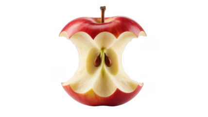 Bitten red apple fruit healthy isolated on a transparent background
