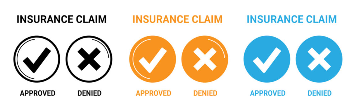 Insurance claim status icons and workflow symbols