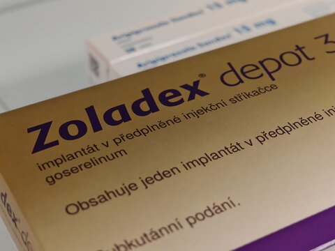 Prague,Czech Republic-14.01.2026: Zoladex Depot by AstraZeneca containing goserelin is a long acting subcutaneous implant used for hormone therapy in prostate cancer, breast cancer, and endometriosis