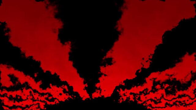 Abstract red smoke and cloud texture on black background for halloween or horror overlay