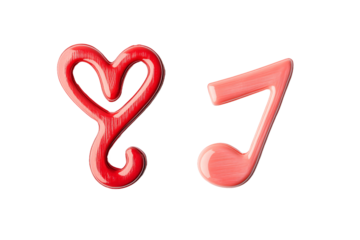 Two Music Notes for Love Songs in Different Styles PNG