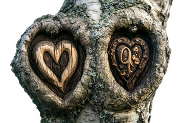 Two Lovers Initials Carved in Tree PNG