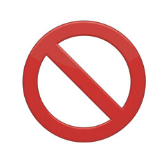 Red Prohibition Sign with Diagonal Line circle isolated isolated on a transparent background