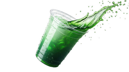 Refreshing green drink splash isolated on transparent background, isolated on white background, illustration