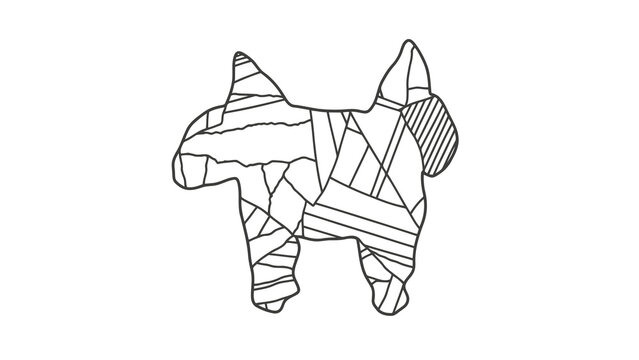 Abstract geometric line art pinata isolated on a white background