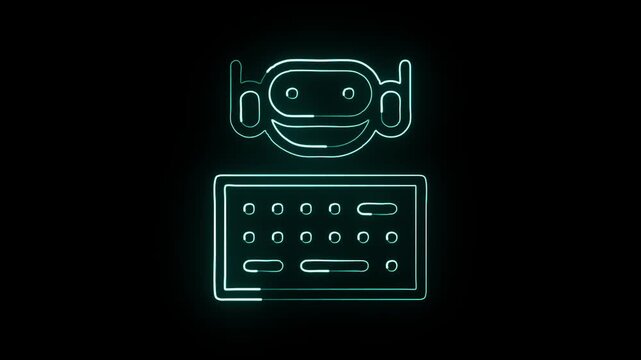 Coding neon line animated icon &ndash; free coding animation HD video isolated on black background