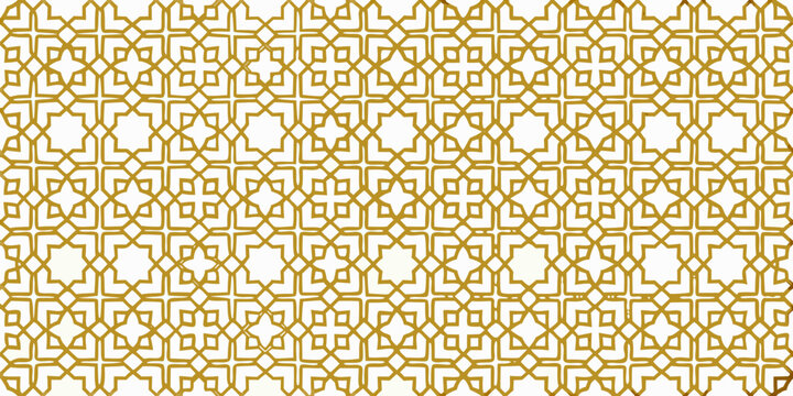 Seamless pattern of interconnected golden lines on a white background
