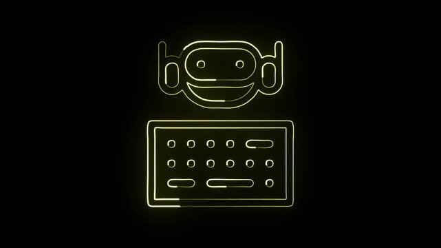 Coding neon line animated icon &ndash; free coding animation HD video isolated on black background