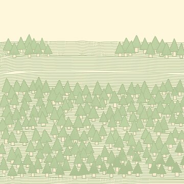 Minimalist Geometric Forest Pattern , Abstract Pine Tree Illustration . Cute , peaceful and cozy landscape.