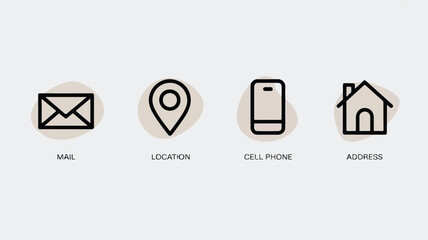 icons for mail location cell phone and address