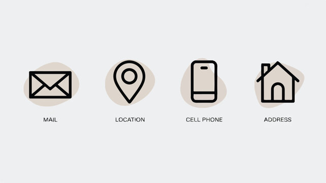 icons for mail location cell phone and address