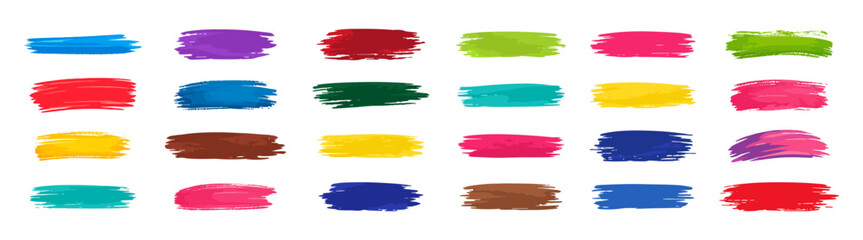 Obraz premium Colorful Paint Brush Stroke Vector Set, Abstract Artistic Paint Textures, Isolated Colorful Brush Strokes on Transparent Background