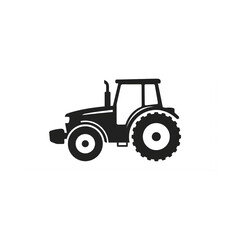 Obraz premium Modern Tractor Silhouette Vector – Agricultural Farm Machinery Icon on White Background