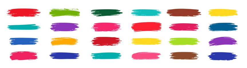 Colorful Abstract Paint Brush Strokes Vector Illustration, Artistic Vibrant Paint Textures and Splash Elements on Transparent Background