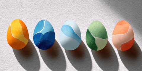 Colorful gradient easter eggs on textured background