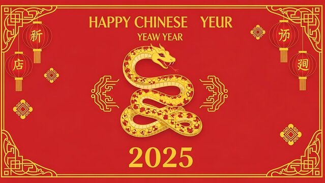 Chinese New Year 2025 Snake Design Illustration.