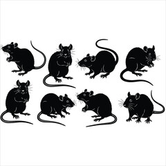 silhouette vector set of rats