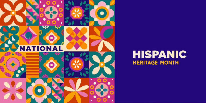 Colorful floral patterns celebrate national hispanic heritage month with vibrant design