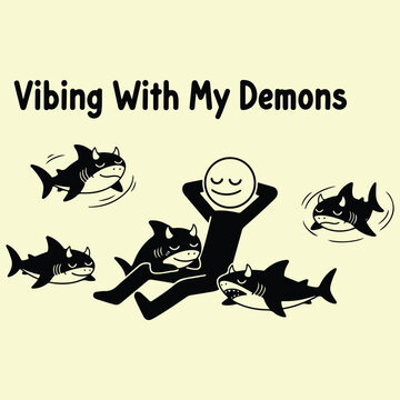 Minimalist Humor T-Shirt Design - Stick Figure Character with Funny Slogan Vector Graphics