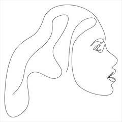 Continuous one line drawing of beautiful woman face minimal female portrait line art vector