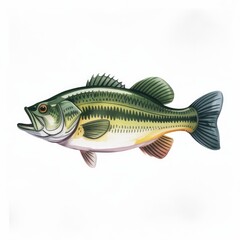 Largemouth bass fish illustration detailed aquatic wildlife art for fishing and nature themes 