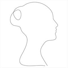 Continuous one line drawing of pretty woman face minimal female portrait line art vector
