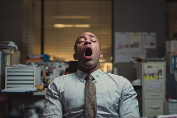 Image of a tired office employee at their desk