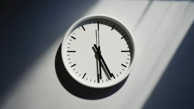 Minimal Wall Clock with Sunlight and Shadow