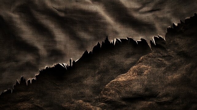 Torn canvas fabric texture with jagged edges and rough surface