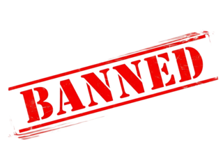 Red banned stamp isolated on transparent background