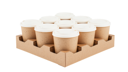 Hot Drink Cups Arranged on a Tray in a Simple Setting for Serving During an Event