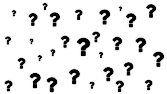 Question Marks Falling Black Symbols on White Background Inquiry Concept falling question marks black question marks