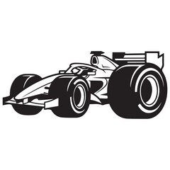 Obraz premium Sleek Monochrome Open-Wheel Racing Car Illustration