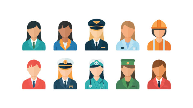 various people in different professions and uniforms  icons