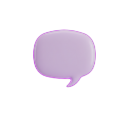 Minimalist 3d render of empty rounded speech bubble with glowing lavender outline ready for text input or comment