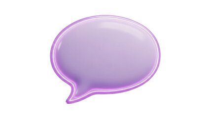 Glowing purple speech bubble icon with neon outline on transparent background