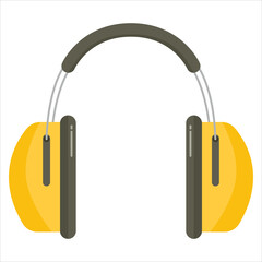 Yellow Industrial Safety Earmuffs Vector Illustration - Isolated Noise Reduction Ear Protection