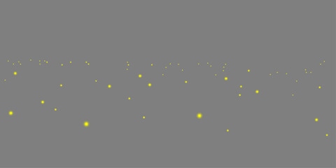 Glowing yellow fireflies moving light overlay for dark night field magical atmosphere effect isolated on transparent background PNG © SharminAkter