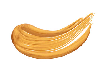 Gold paint brush stroke on white