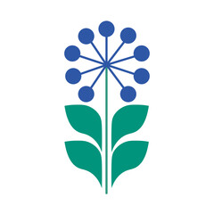 Flower made of plasticine on a white background. Stylized flower illustration with pink berries and green leaves against black backdrop. Retro Style Peach Flower vector Illustration