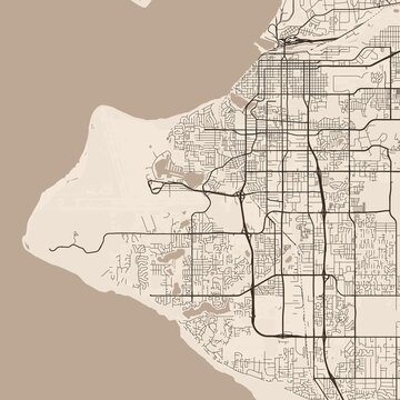 Anchorage City Map discover the graceful blend of structured urban grid and refined linework in this sepia toned high resolution raster image, emphasizing refined linework, with balanced composition.