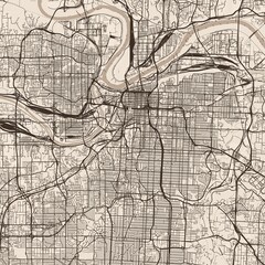 Obraz premium Kansas City City Map discovering intricates of berlin s grid a sepia hued minimalist urban print is an architectural journey, emphasizing refined linework, with balanced composition.