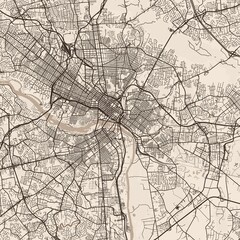 Fototapeta premium Richmond City Map discover intricate details within this sepia tinted high resolution raster image highlighting structured urban grids and refined linework, emphasizing refined linework.