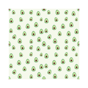 Avocado seamless pattern background with green fruit halves
