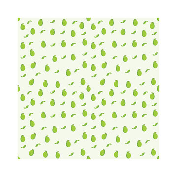 Lime fruit pattern with green leaf on white background