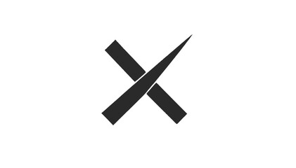 Obraz premium Minimal Crossed Line Mark Icon in Black Silhouette Style Representing Cancellation, Error Symbol, or Abstract Intersection Concept